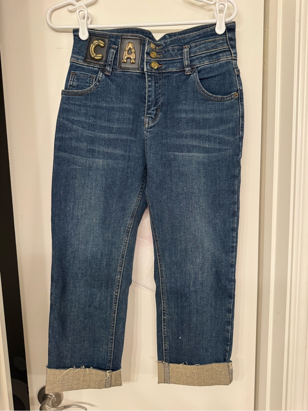 High-Rise Cropped Blue Denim Jeans